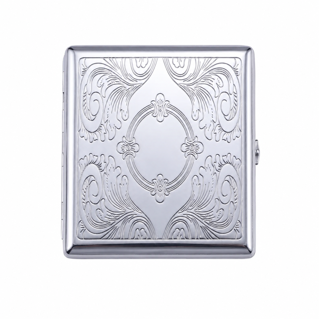 CHROMA 02 CAMEO Kartenetui aus verchromtem Metall mit geprägtem Relief