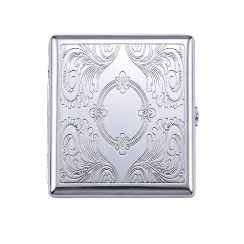 CHROMA 02 CAMEO Kartenetui aus verchromtem Metall mit geprägtem Relief