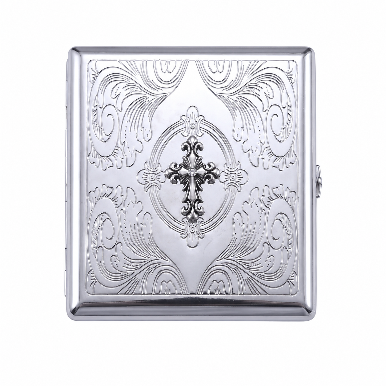 CHROMA 01 RELIC Kartenetui aus verchromtem Metall mit geprägtem Relief