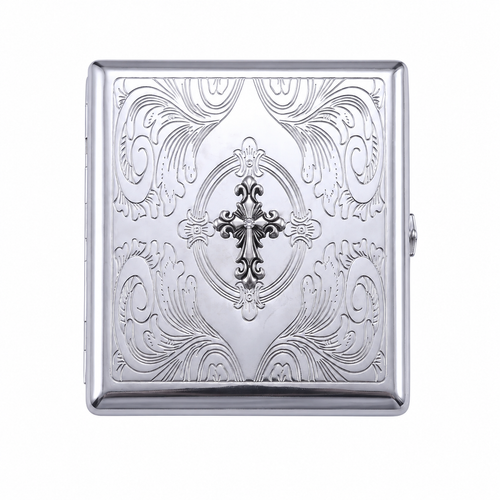 CHROMA 01 RELIC Kartenetui aus verchromtem Metall mit geprägtem Relief
